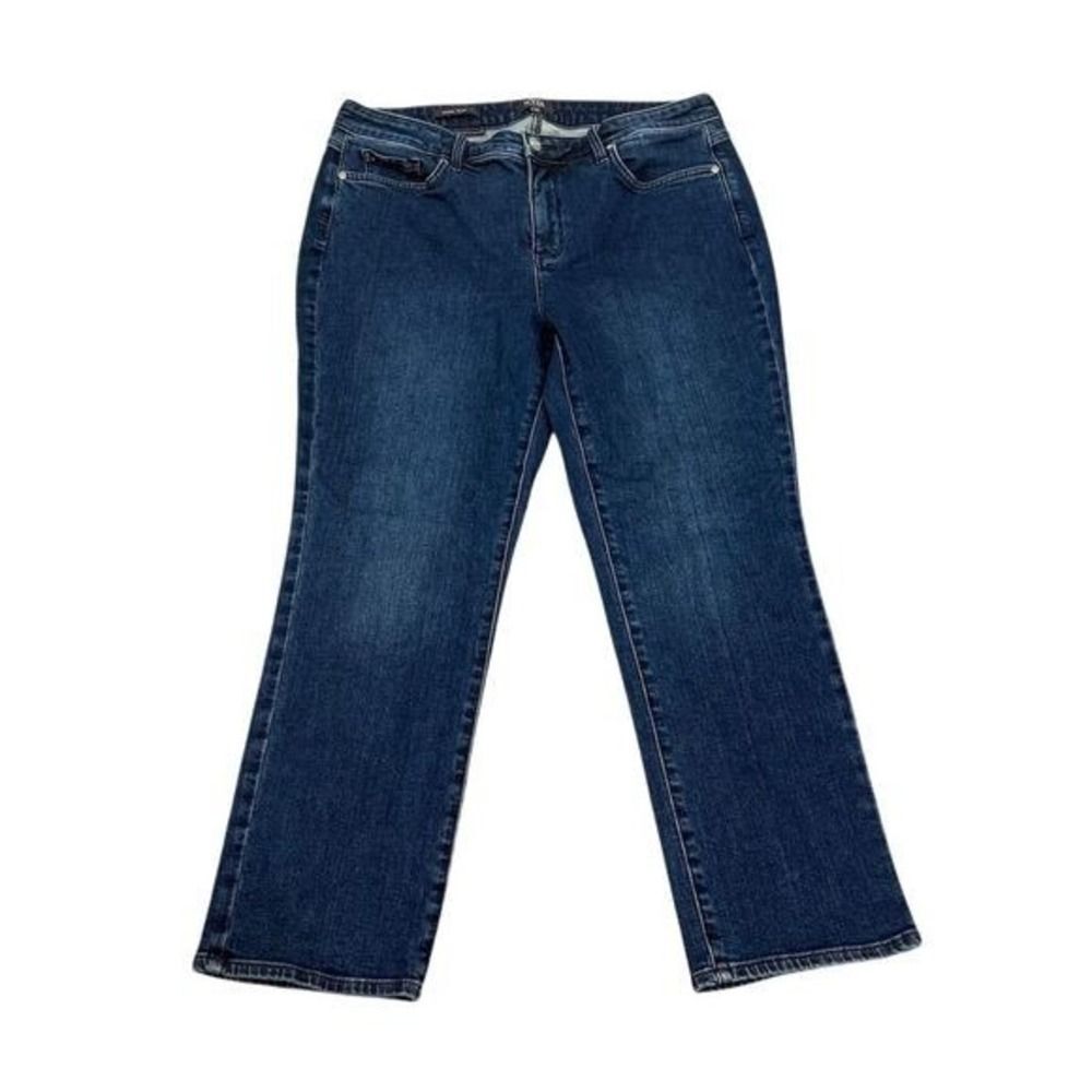 NYDJ Sheri Slimming Jeans Size 12 Dark Wash Lift Tuck Technology Classic Denim